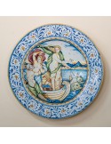 Flat Triumph of Galatea Colored Glazed Ceramic Dish
